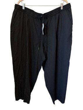 Mango Violeta Womens Black Pants 3XL Elastic Waist Lightweight Casual NEW